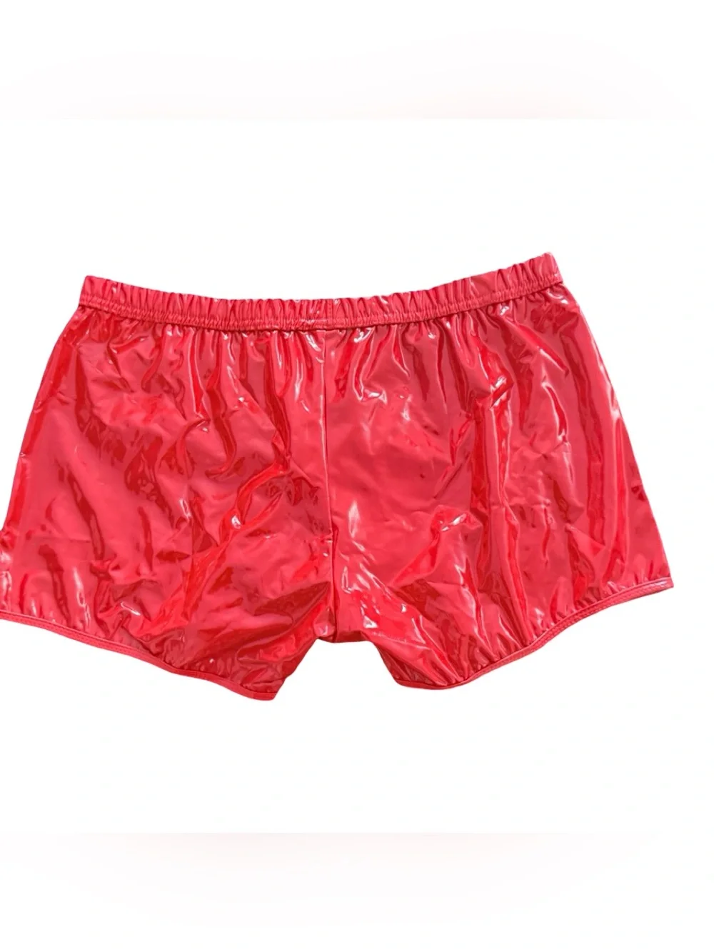 Red Glossy High‑Shine Shorts – S/M – Festival / Rave Wear